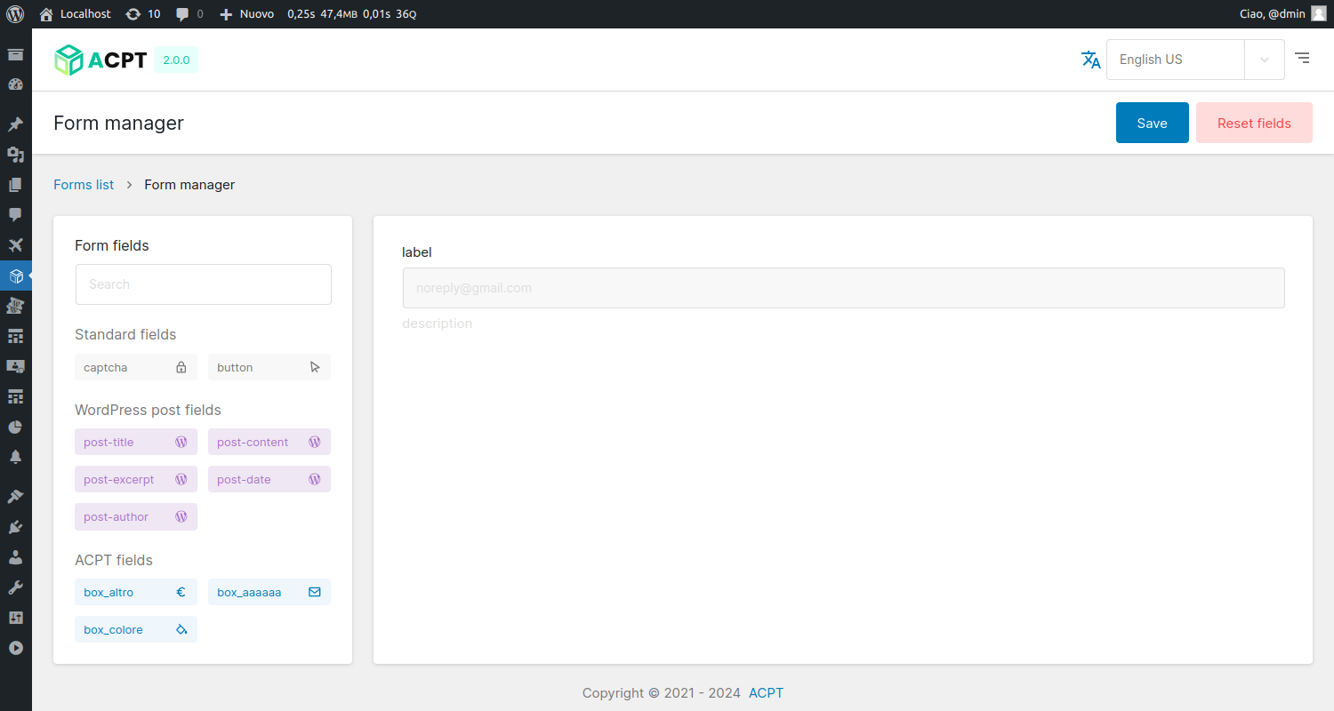 Create forms with an integrated visual builder